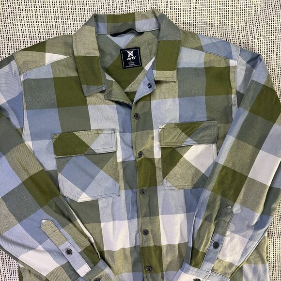 Vertx Flannel Plaid Shirt Long Sleeve Green/Blue  - Size Large - Tactical Style - Picture 2 of 9
